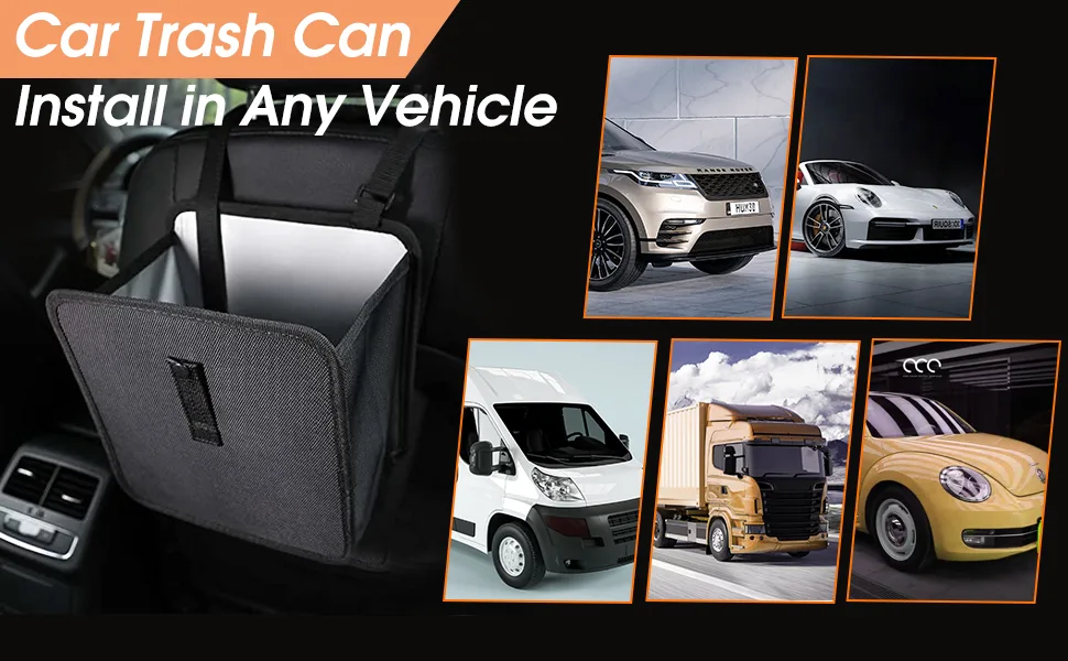 Powerful car garbage can car waste bin waterproof waste container Ousproof car seat bag for garbage black 7ltr capacity 1 piece (1 Pack) - Mülleimer Auto