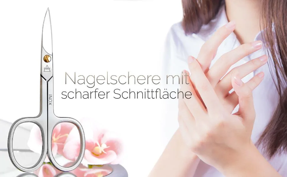 Nail scissors for fingernails and toenails combination scissors curved with case extra sharp made of stainless steel (nail scissors 9 cm + case) - Nagelschere Solingen InstrumenteNrw Nagelknipser Nagelschneider Nagelpflege Beauty