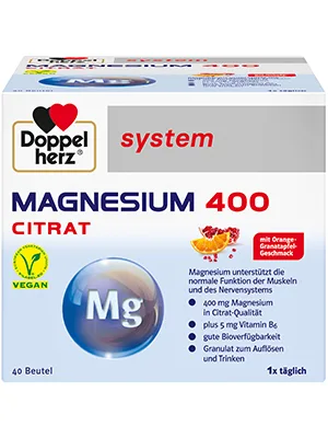 Double heart system magnesium 400 citrate - magnesium as a contribution to the normal function of the muscles and the nervous system - 40 portion bag 240 g (1 Pack) - Doppelherz system Magnesium 400 Citrat