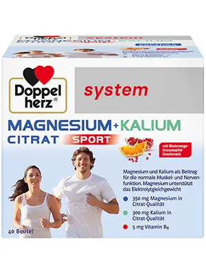Double -heart system magnesium + potassium citrate - magnesium + potassium as a contribution to the normal function of the muscles and the nervous system - 40 portion bag 240 g (1 Pack) - Doppelherz system Magnesium + Kalium Citrat Sport