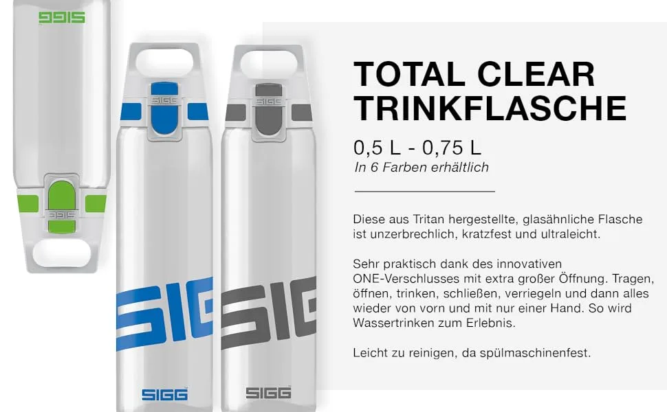 SIGG - Tritan drinking bottle - Total Clear One - Suitable for carbonated drinks - dishwasher -proof - run -out - leakage -proof - light - light - scratch -resistant - BPA -free - 0.5l 0.75 l red red - SIGG