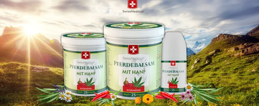 Swissmedicus horse balm with hemp - warming effect for muscles & joints - everyday use - suitable for muscles knees joints 250 ml 250 ml (1 Pack) - Pferdebalsam mit Hanf wärmend