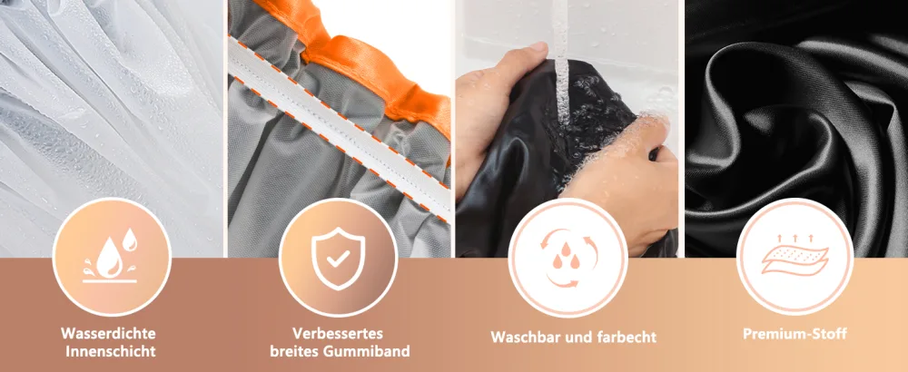 Mikimini black shower hoods 2-pack double-layer waterproof bathing hair hood with reusable soft comfortable peva feed cute stretchy shower hat medium-sized medium (2-pack) black+orange - product information 17