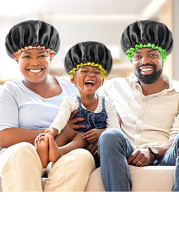 Mikimini black shower hoods 2-pack double-layer waterproof bathing hair hood with reusable soft comfortable peva feed cute stretchy shower hat medium-sized medium (2-pack) black+orange - product information 7