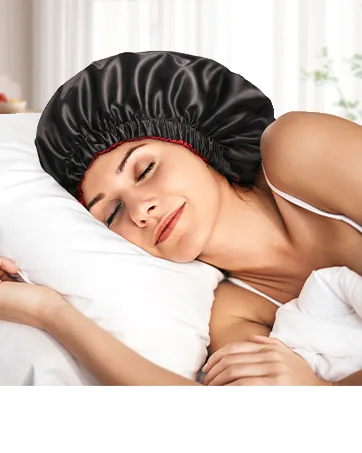 Mikimini black shower hoods 2-pack double-layer waterproof bathing hair hood with reusable soft comfortable peva feed cute stretchy shower hat medium-sized medium (2-pack) black+orange - product information 9