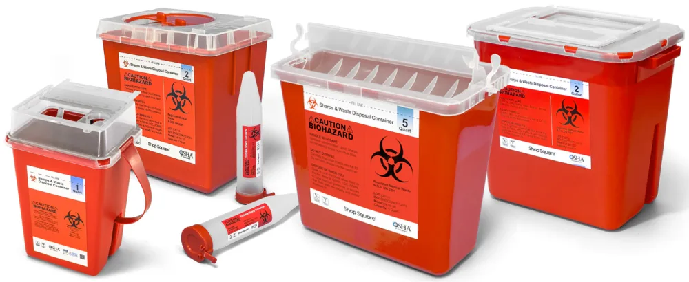 Shop Square Small Sharps Containers -12 Pack - All Hot Spots