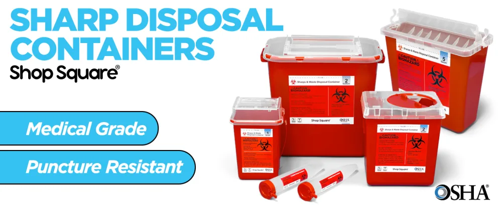 Shop Square Small Sharps Containers -12 Pack - Containers Header