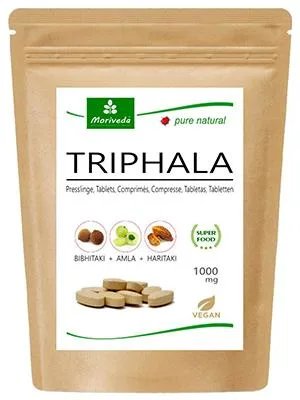 MoriVeda Triphala tablets high dose 1000mg vegan from Ayurveda royal fruits Amla Haritaki and Bibhitaki 120 tablets - Produkt