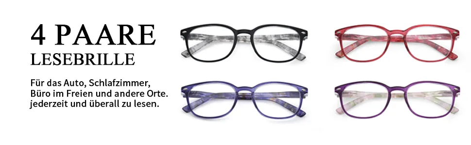 JM Reading Glasses Set of 4 Quality Spring Hinge Readers Women Men Glasses For Reading +4.0 Mixed Color 4 Pack Mixed Color 4.0 x - product information 26