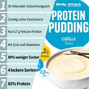 Body Attack Protein Pudding Vanilla 1 pack (1 x 210 g) Vanilla 210 g (1 pack) - Pudding
