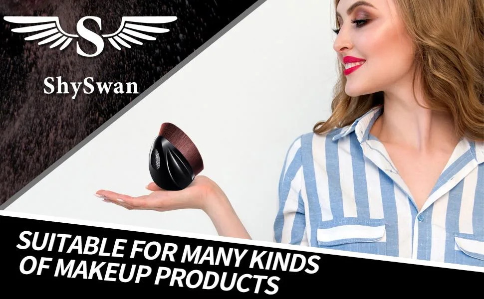 ShySwan Foundation Brush, Foundation Makeup Brush, Suitable for Mixed Liquid, Cream or Flawless Powder Cosmetics, Perfect Face Multipurpose Makeup Brush, With Protective Case (Black) Foundation Black - Foundation Brush