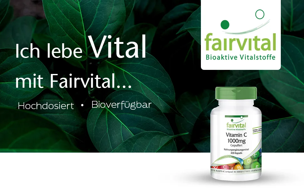 Fairvital | Vitamin C 1000mg buffered - high dose - VEGAN - 90 capsules - Calcium ascorbate 90 pieces (1 pack) - vitamin c