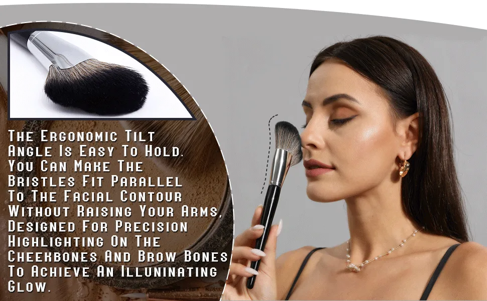 ShySwan Contouring Brush, Angled Contour Sculpting Makeup Brush - Flawlessly Contours & Sculpts Cheekbones Makeup Tools, For Bronzer & Face Powder Contouring Black - Flawlessly Contours