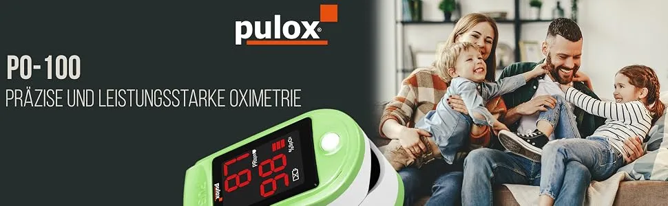 Pulox PO-100 pulse oximeter with LED display including hard case batteries protective cover nylon bag and carrying strap Green - PO-100 Set Grün
