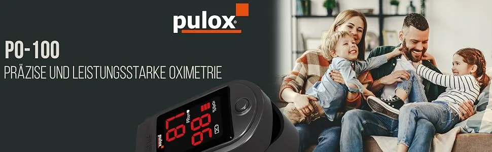 Pulox PO-100 pulse oximeter with LED display including hard case batteries protective cover nylon bag and carrying strap Black - PO-100 Set Schwarz