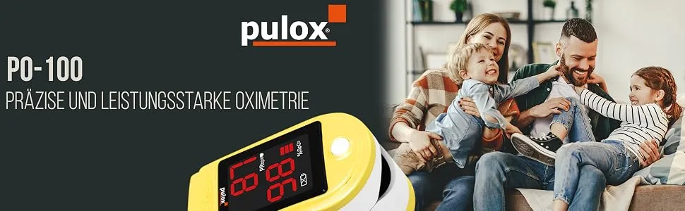 Pulox PO-100 pulse oximeter with LED display including hard case batteries protective cover nylon bag and carrying strap yellow - PO-100 Set Gelb