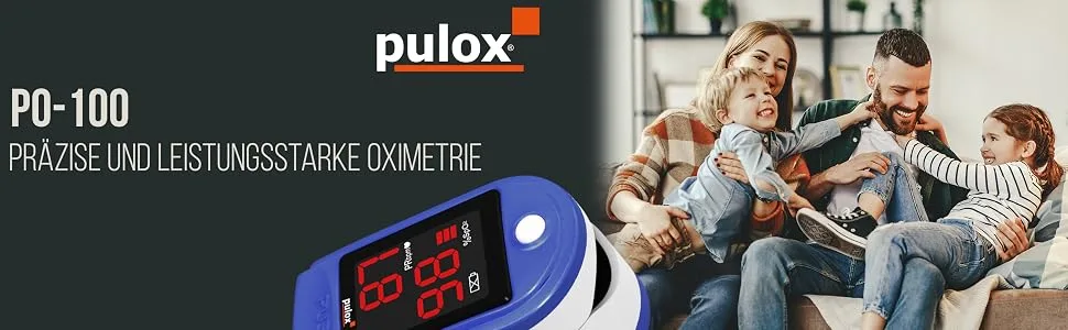 Pulox PO-100 pulse oximeter with LED display including hard case batteries protective cover nylon bag and carrying strap blue - PO-100 Set Blau