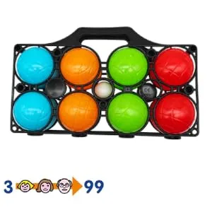 alldoro 60044 Boccia game set for children 9 pcs plastic 8 balls in 4 colors + target ball and case for outdoors - Boccia