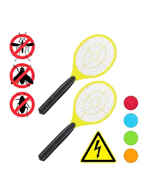 2 x electrical fly swatters without chemical fabrics fly slower against flying mosquitoes & mosquitoes Fly Swatter yellow yellow 2 Pack - Fliegenbrutzler