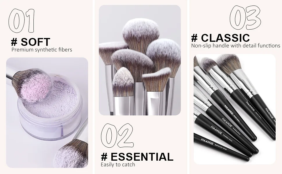 Make up brush 18pcs Professional brush set make -up premium synthetic foundation brush for blending face powder blush concealers eyebrow make -up brush set silver - make up pinsel set