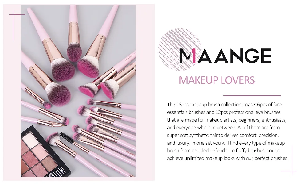 Brush Set Makeup Maange 18pcs Make Up Pinula Premium Synthetic Foundation make-up brush concealer eyeshadow make up brush sets rosa-1 - make up pinsel