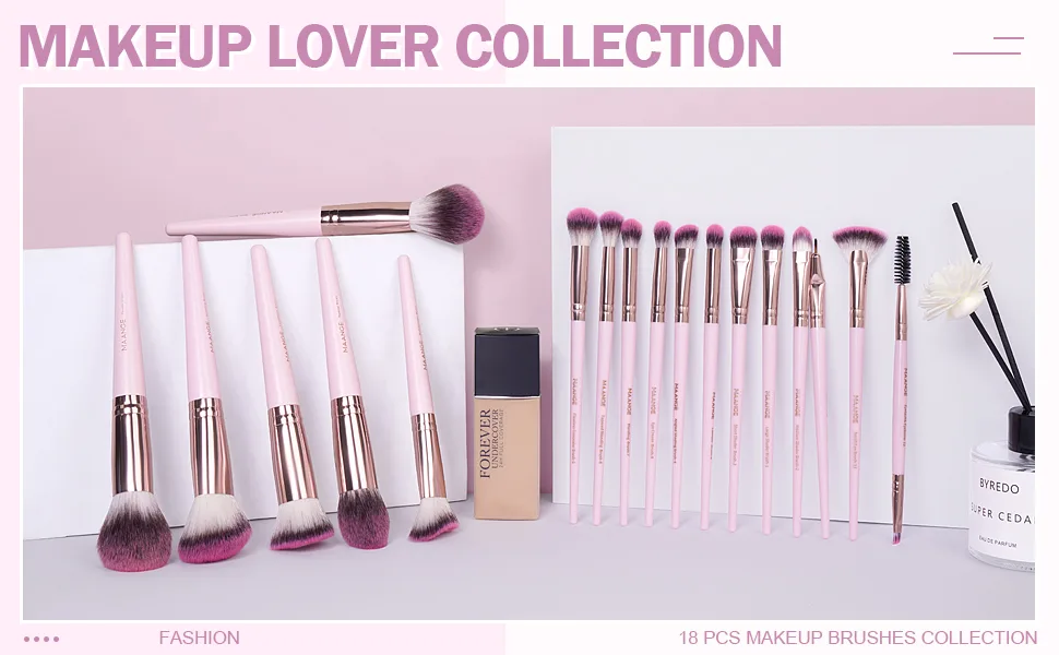 Brush Set Makeup Maange 18pcs Make Up Pinula Premium Synthetic Foundation make-up brush concealer eyeshadow make up brush sets rosa-1 - make up pinsel set