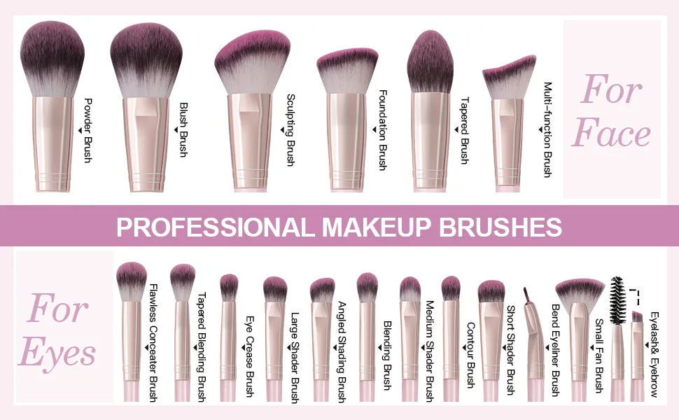Brush Set Makeup Maange 18pcs Make Up Pinula Premium Synthetic Foundation make-up brush concealer eyeshadow make up brush sets rosa-1 - make up pinsel set