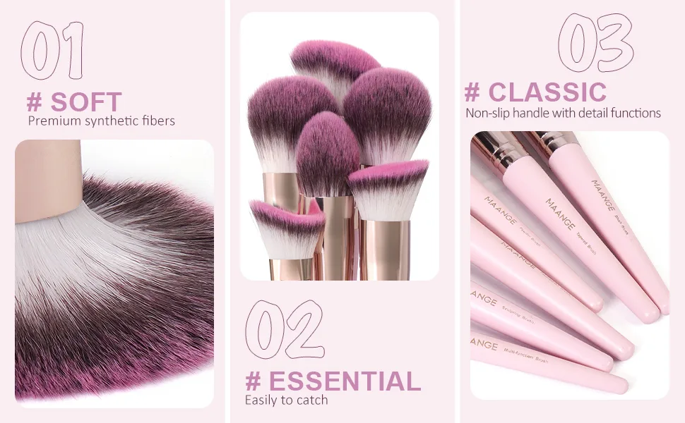 Brush Set Makeup Maange 18pcs Make Up Pinula Premium Synthetic Foundation make-up brush concealer eyeshadow make up brush sets rosa-1 - make up pinsel set