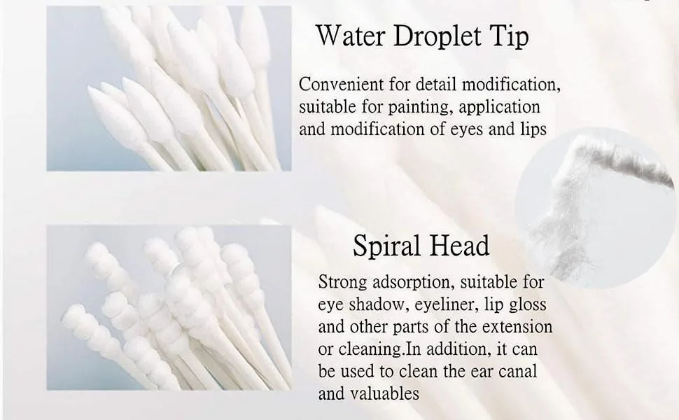 Pointed Cotton Swabs, 800 Pieces Precision Tips Cotton Swabs Spiral Head Cotton Buds with Paper Stick for Makeup Cleaning (4 Packs, 200 Pcs, 1 Pack) Pointed+Spiral - Precision Tips Cotton Swabs