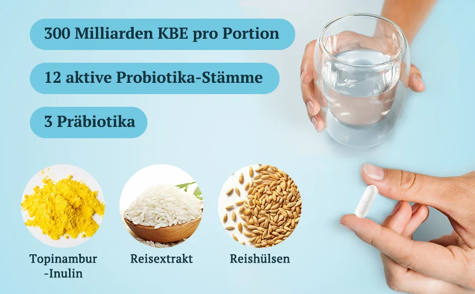 Probiotics with 300 billion KBE high-doses probiotics capsules intestinal flora structure complex etc. with lactobacillus & bifidobacteria (60 pieces (1-pack)) 60 pieces (1 Pack) - Probiotika