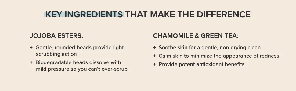 Paula's Choice The UnScrub Cleansing Gentle Face Scrub, 4oz Bottle, with Jojoba Beads, Vitamin E, & Green Tea - Jojoba beads that are biodegradable and easily dissolve. Chamomile and green tea to calm redness.
