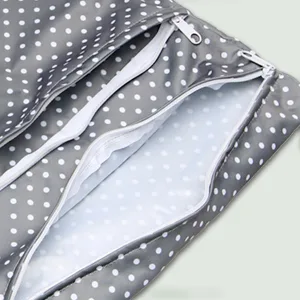 Damero 3pcs/set Diaper Bag with Reusable Fabric Wetbag Wet Wipes Organizer Bag Gray Stripes - product information 11