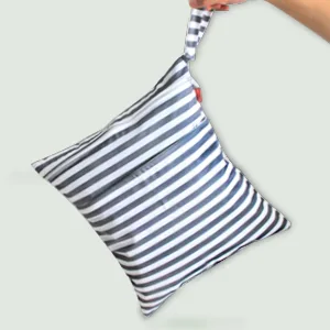 Damero 3pcs/set Diaper Bag with Reusable Fabric Wetbag Wet Wipes Organizer Bag Gray Stripes - product information 12