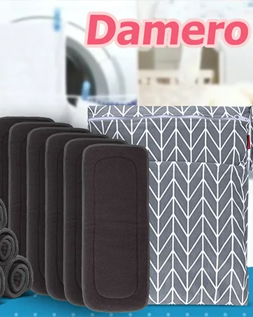 Damero 3pcs/set Diaper Bag with Reusable Fabric Wetbag Wet Wipes Organizer Bag Gray Stripes - product information 2