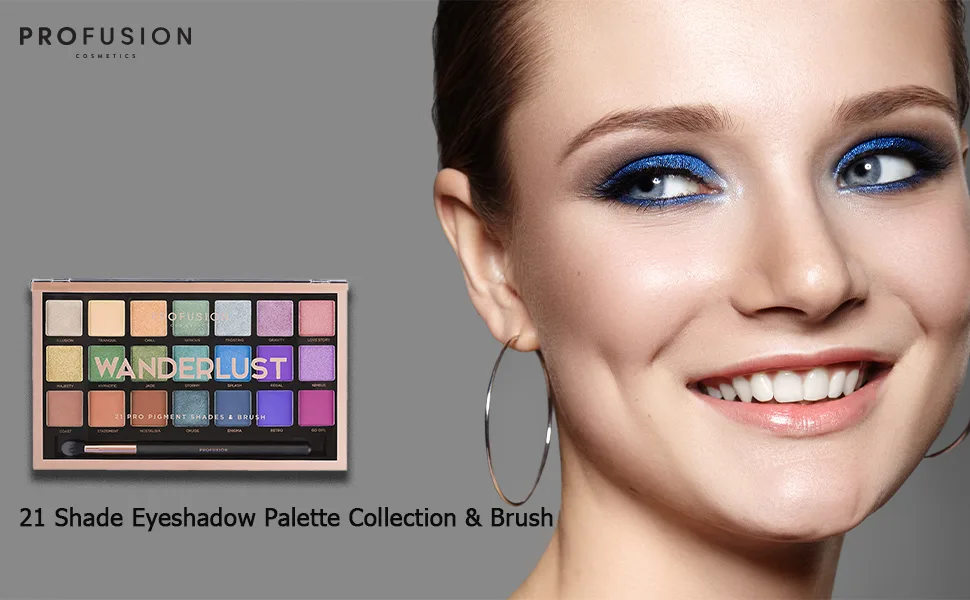 Profusion Cosmetics 21 Shade Eyeshadow Palette Collection & Brush, Wanderlust - product information 1