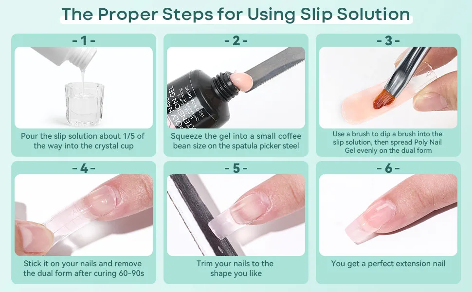 Modelones Slip Solution Nail Forms Set With 120 pieces Nail shape 120ml Slip Solution 5PCs Nagel Clip Klammer Crystal Cup and Dual-Ended Nail for Polygel Extension Artificial Nail Design - product information 18