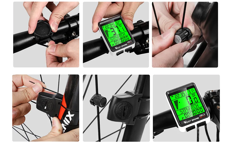 IcocoPro bicycle computer Bicycle Miliary counter Wireless waterproof large LCD screen 5 language options Bicycle computer automatic waking up and sleeping multifunction - Drahtloser Fahrradtacho Kilometerzähler Wasserdichter Fahrradcomputer Fahrradcomputer