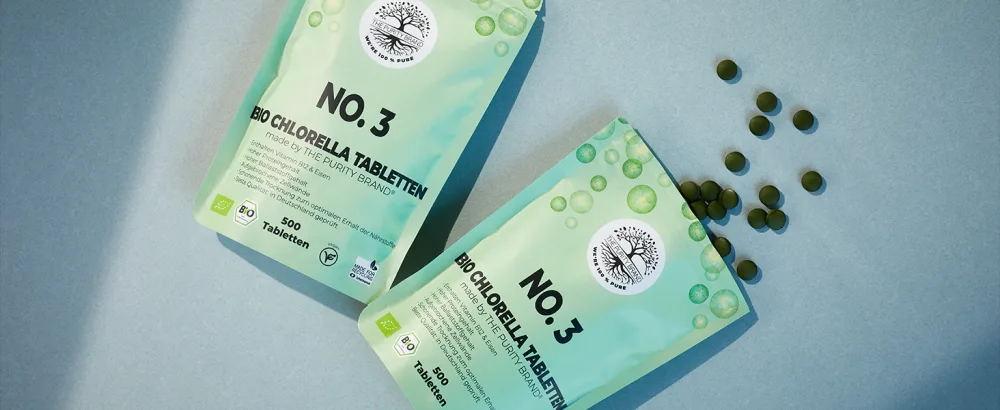 The Purity Brand Bio Chlorella 500 tablets - 4.8g.Daily dose - dietary supplements with iron vitamin B12 & high protein content - vegan - No. 3 Chlorella Tabletten