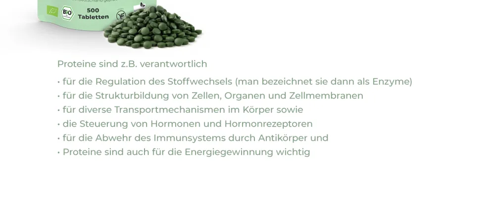 The Purity Brand Bio Chlorella 500 tablets - 4.8g.Daily dose - dietary supplements with iron vitamin B12 & high protein content - vegan - No. 3 Chlorella Tabletten