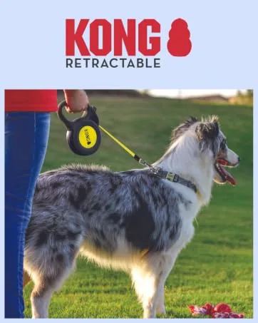 Cong roll-out dog leash in 5m length I For medium-sized dogs up to 30 kg i size M i high-quality roller linen in red with break & lock system i light & compact guide leash medium red - KONG
