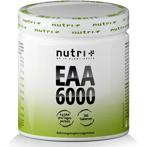 Nutri + EAA tablets highly dose + vegan - 300 EAAS tabs each 1025mg - essential amino acids for muscle building - amino acid supplement protein tablets 300 pieces (1 Pack) - EAA Tabletten essentielle Aminosäuren