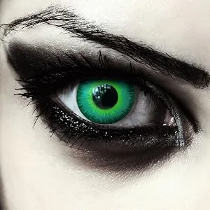 Green colored elf contact lenses for Halloween colored lenses in green Model: Green Elf + free contact lens case (within Germany) - Green colored contacts without power halloween carnival costume cosplay larp covers dark eyes Joker