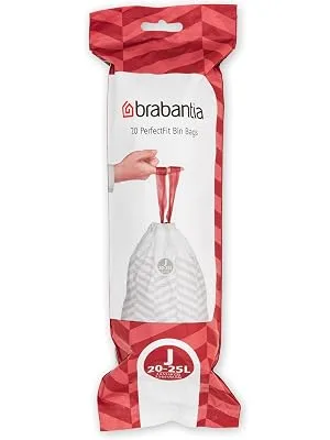 Brabantia 138362 Garbage bags white 120 white - Code J 20 pieces (pack of 6) - PerfectFit Bags, Code J, 20-25L, 20 Bags - White - Brabantia_300dpi_5000x7000px