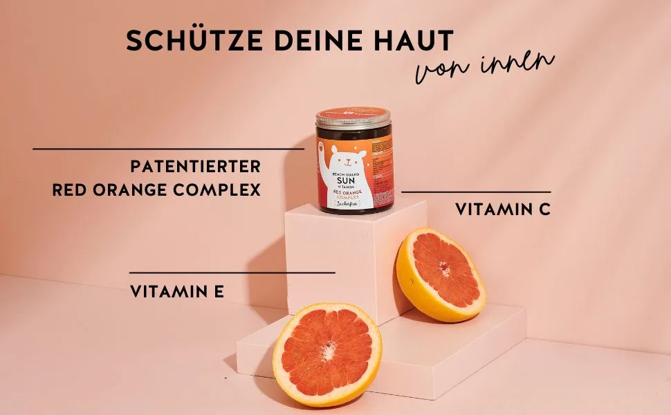 Bears with Benefits Red Orange Complex Gummy Board - 1 Bear Daily - Vitamin C & E High - Laboratory Test & Made in Germany (60st) 60 pieces (1 Pack) - bears with benefits beachguard bräunung sonne vitamine