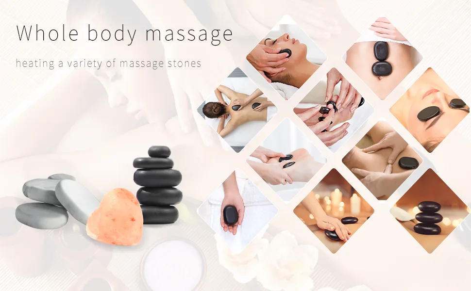Goodtar Portable Hot Stones Warmer Set Spa Salon Massage Digital Electric Heater Kit Without stones - whole body massage