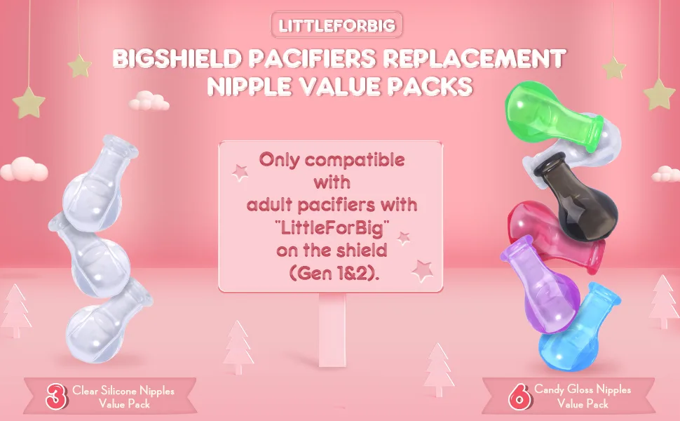 LittleForBig Adult Size Candy Gloss Pacifier Nipples Value Pack - product information 36