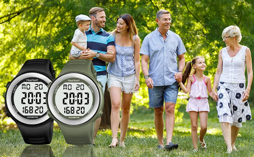 HORKENT WATERTHT PROCATION IT for seniors without Bluetooth no app required with pedometer calorie counter and large LCD digits black - Multifunktionale Sportuhr