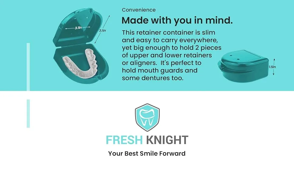 Retainer Case (2 Pack). Retainer Case with Vent Holes. Perfect Denture case, Mouth Guard Case, Aligner Case, Mouth Guard Case, Retainer Cases (Teal) - mouthpiece case denture case partial case bpa free retainer case teal retainer case invisalign case