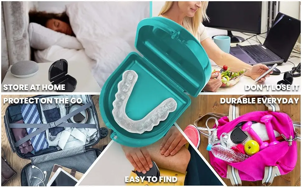 Retainer Case (2 Pack). Retainer Case with Vent Holes. Perfect Denture case, Mouth Guard Case, Aligner Case, Mouth Guard Case, Retainer Cases (Teal) - retainer case quiest dental mouthguard case retainer box nightguard case mouth guard container
