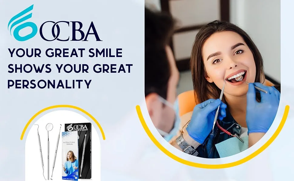 OCBA Dental Plaque Remover for Teeth Cleaning Kit for Plaque Removal Tools Including Dentist Mirror for Personal and Home Use - Dentist Tools